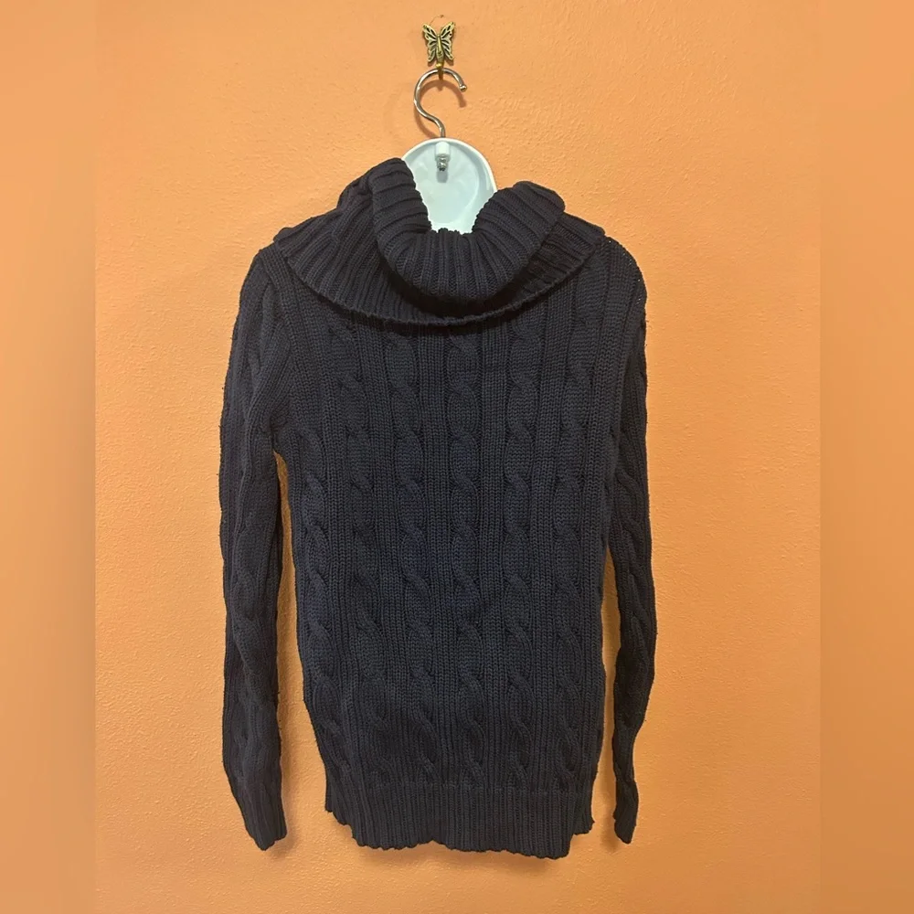 Ralph Lauren Navy Blue Cableknit Turtleneck Sweater - Picture 3 of 4
